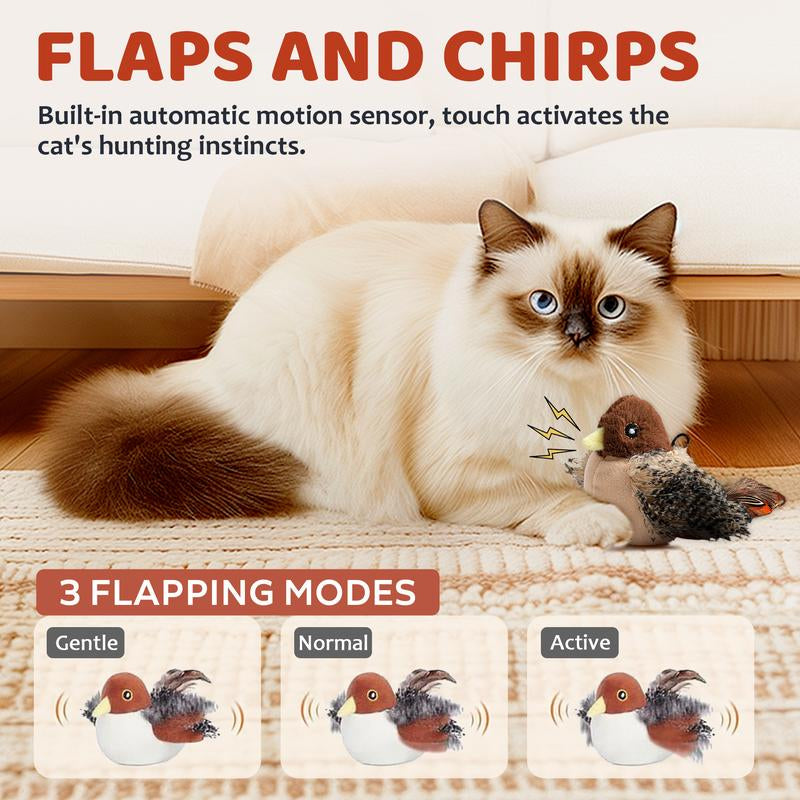 【Tiktokshopfalldealsforyou】Cat Toys Flapping Bird,Rechargeable Flapping Bird Sparrow Cat Toy–Lifelike Chirp & Tweet, Touch Activated Interactive Kitten Exercise Toy (Flightless)