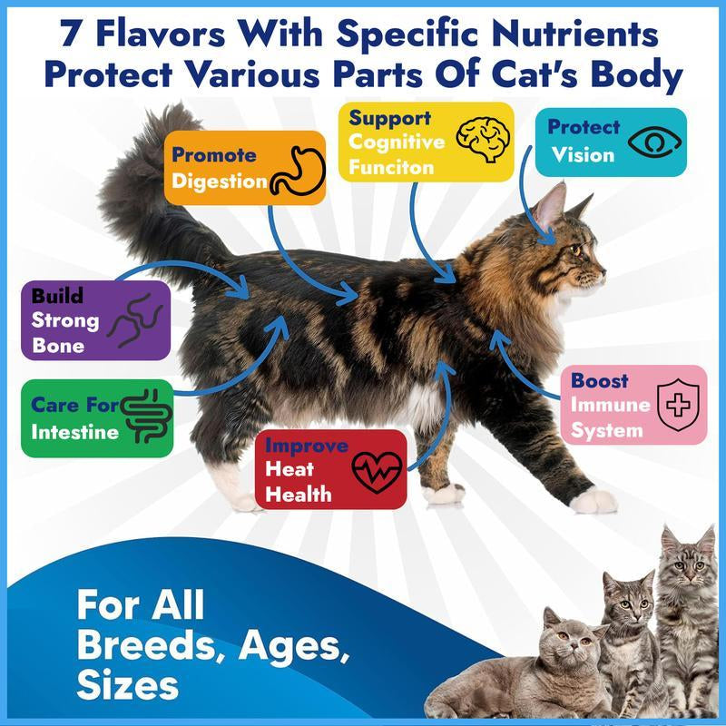 Nutritious Cat Treats, Grain-Free, Lickable, Squeezable Creamy Cat Treat/Topper, Variety Box, Periodic Pet Snacks