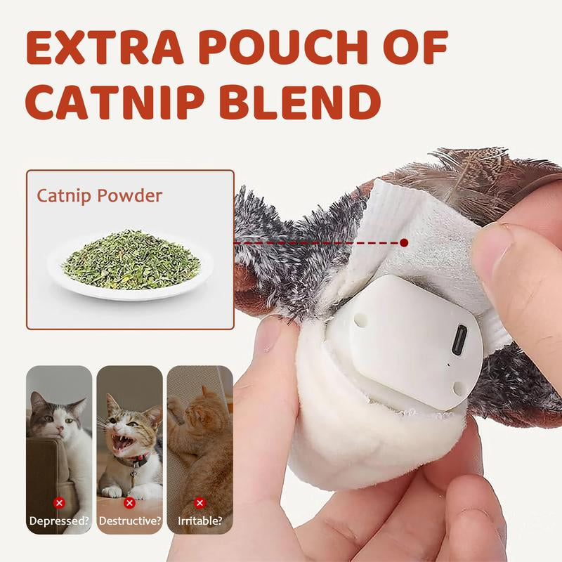 【Tiktokshopfalldealsforyou】Cat Toys Flapping Bird,Rechargeable Flapping Bird Sparrow Cat Toy–Lifelike Chirp & Tweet, Touch Activated Interactive Kitten Exercise Toy (Flightless)