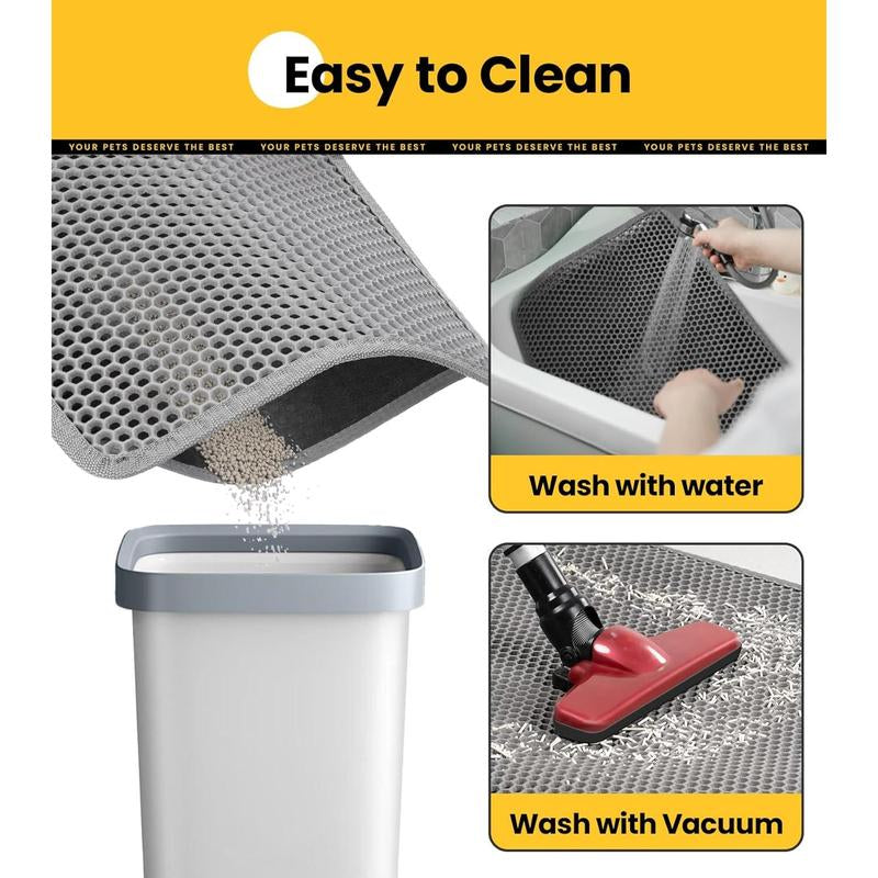 Cat Litter Mat New Size 23.6"X14.6" for Small Spaces, Upgrade Super Waterproof Back Layer Litter Box Mat, Non Slip, Durable, Soft on Paws Kitty Trapping Matt, Gray