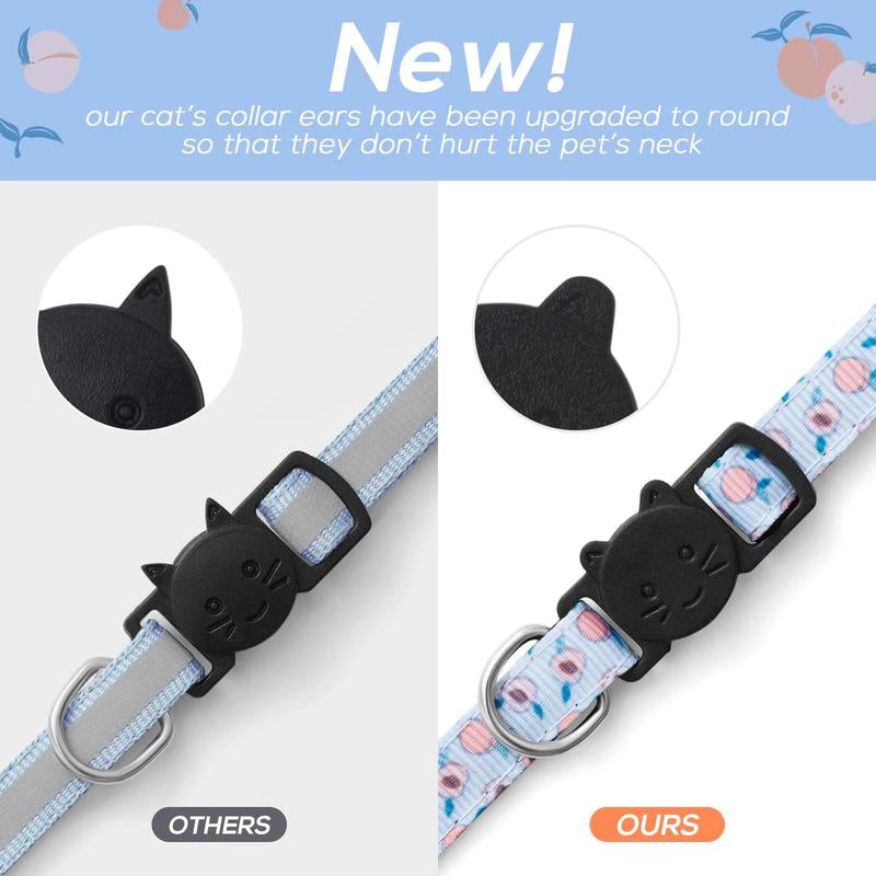 7 Pack Breakaway Cat Collars with Bells & Fruit Pendants,Safety Kitten Collar,Adjustable,Ideal for Girl Cats Boy Male Cats Pet Supplies,Accessories,Gifts