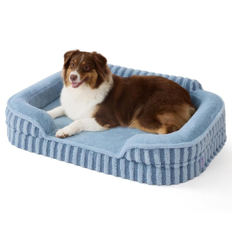 LESURE High Back Sofa, Cute Dog Bed, Orthopedic Waterproof Pet Beds with Sides, Non-Slip Bottom and Egg-Crate Foam Pet Couch Sofa with Washable Removable Cover