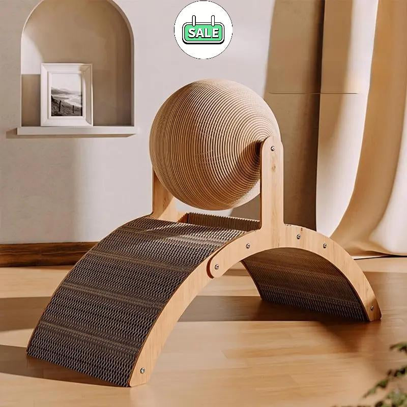 Arch Bridge Ball Design Cat Scratching Board Durable Wood Stand Sisal Rope Ball Scratcher Toy for Cats Wear-Resistant Pet Supplies