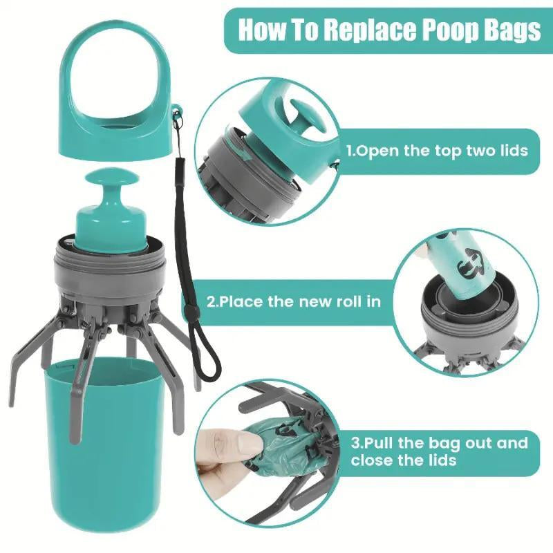 Portable Pet Poop Scooper, 1 Count Dog Waste Bag Holder, Pet Waste Bag Dispenser, Outdoor Dog Poop Scooper, Pet Supplies