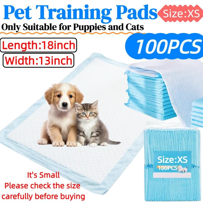Pet Training Pads, 100Pcs Size XS Disposable Puppy Pee Pads Only Suitable for Puppies and Cats, Super Absorbent and Leak-Proof