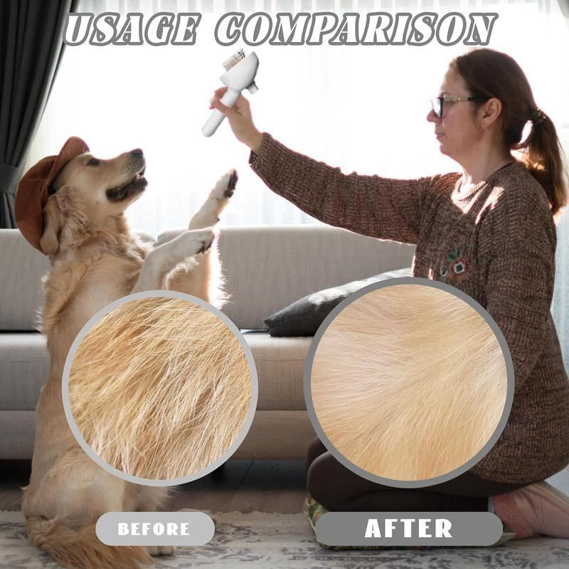 3 in 1 Pet Steam Brush for Shedding & Grooming, Water Brush for Cats Dogs, Pet Hair Removal Comb, Self Cleaning Brush with Release Button Tools Kitten