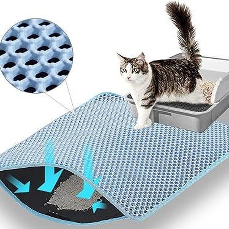 Cat Litter Mat New Size 23.6"X14.6" for Small Spaces, Upgrade Super Waterproof Back Layer Litter Box Mat, Non Slip, Durable, Soft on Paws Kitty Trapping Matt, Gray
