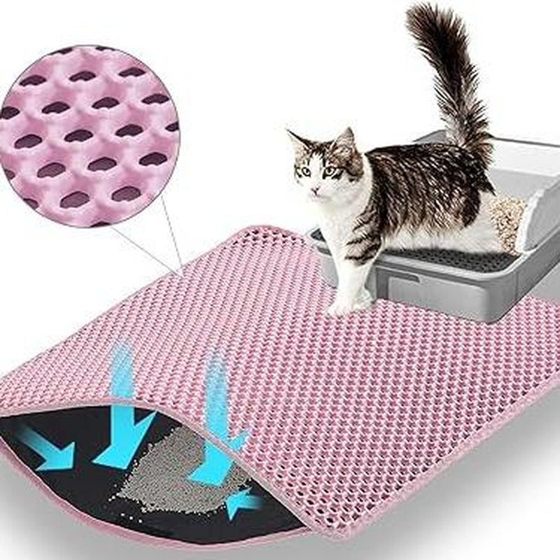 Cat Litter Mat New Size 23.6"X14.6" for Small Spaces, Upgrade Super Waterproof Back Layer Litter Box Mat, Non Slip, Durable, Soft on Paws Kitty Trapping Matt, Gray