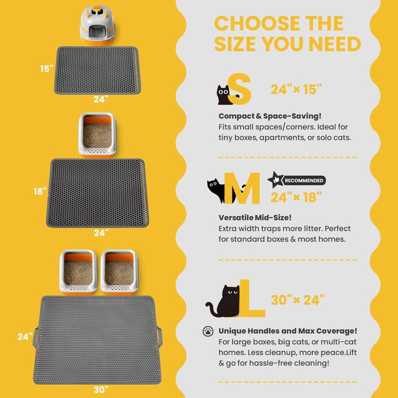 Cat Litter Mat New Size 23.6"X14.6" for Small Spaces, Upgrade Super Waterproof Back Layer Litter Box Mat, Non Slip, Durable, Soft on Paws Kitty Trapping Matt, Gray