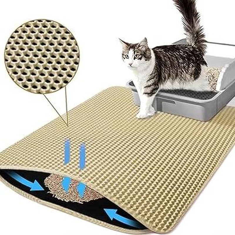 Cat Litter Mat New Size 23.6"X14.6" for Small Spaces, Upgrade Super Waterproof Back Layer Litter Box Mat, Non Slip, Durable, Soft on Paws Kitty Trapping Matt, Gray