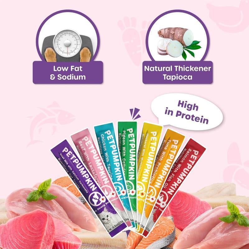 Nutritious Cat Treats, Grain-Free, Lickable, Squeezable Creamy Cat Treat/Topper, Variety Box, Periodic Pet Snacks