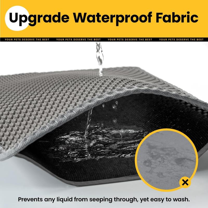 Cat Litter Mat New Size 23.6"X14.6" for Small Spaces, Upgrade Super Waterproof Back Layer Litter Box Mat, Non Slip, Durable, Soft on Paws Kitty Trapping Matt, Gray
