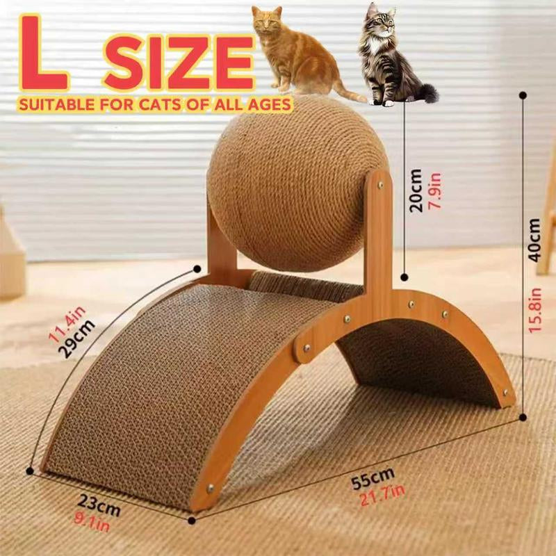 Arch Bridge Ball Design Cat Scratching Board Durable Wood Stand Sisal Rope Ball Scratcher Toy for Cats Wear-Resistant Pet Supplies