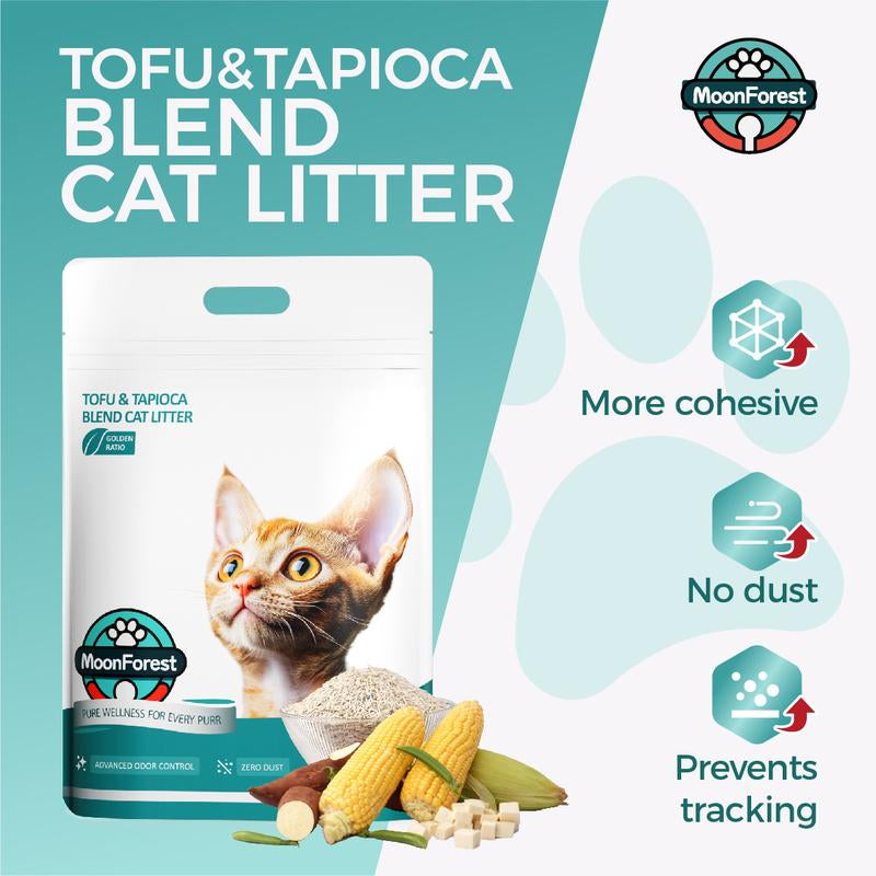 16.5Lb Tofu Cat Litter, Kitty Litter,Flushable Cat Litter,Odor Control Quick Clumping Low Dus,Suitable for Automatic Litter Boxest