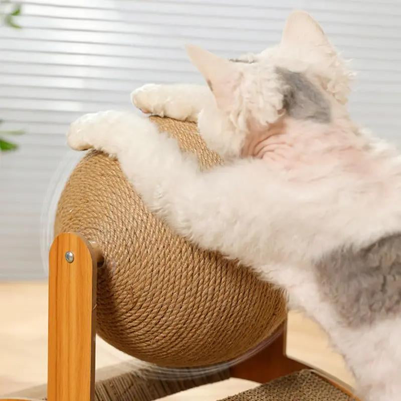 Arch Bridge Ball Design Cat Scratching Board Durable Wood Stand Sisal Rope Ball Scratcher Toy for Cats Wear-Resistant Pet Supplies