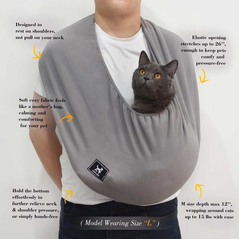 XL Cuddler Pet Sling Carrier for Cats & Dogs – Soft Fleece Fabric, Fits Pets up to 25Lb, Cozy & Secure for Home Harness Collars Breathable Seat Covers