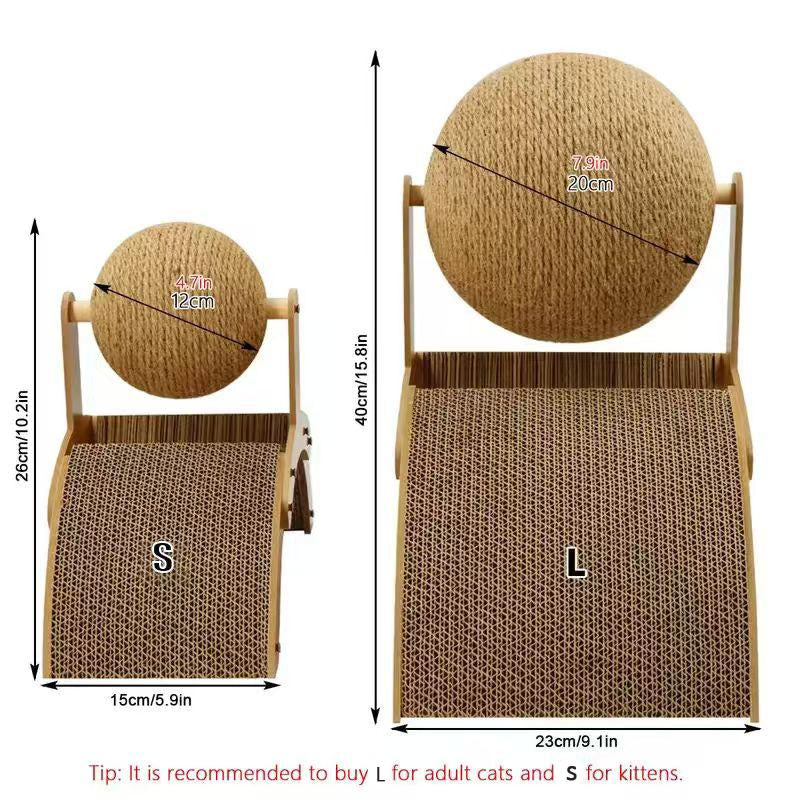 Arch Bridge Ball Design Cat Scratching Board Durable Wood Stand Sisal Rope Ball Scratcher Toy for Cats Wear-Resistant Pet Supplies