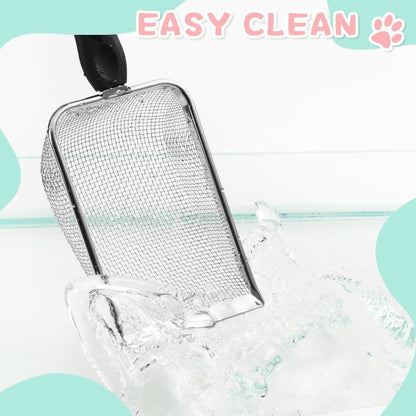 Cat Litter Scoop, Sturdy Litter Cleaner Corner Shovel, Stainless Steel Mesh Litter Shovel, Long Handle Beach Shovel, Pet Supplies, Christmas Gift