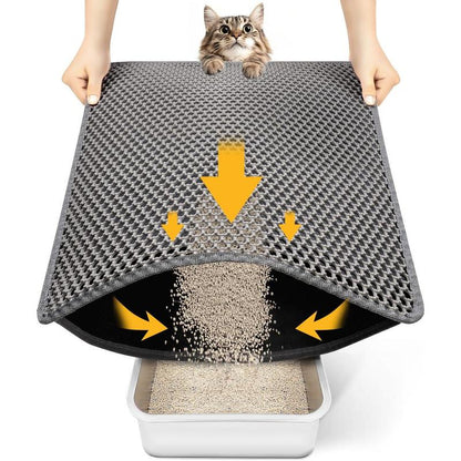 Cat Litter Mat New Size 23.6"X14.6" for Small Spaces, Upgrade Super Waterproof Back Layer Litter Box Mat, Non Slip, Durable, Soft on Paws Kitty Trapping Matt, Gray
