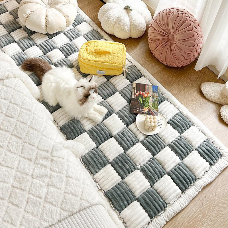 Plaid Pattern Pet Mat, Non-Slip & Soft & Comfortable Pet Sofa Mat, Pet Supplies for Indoor Use