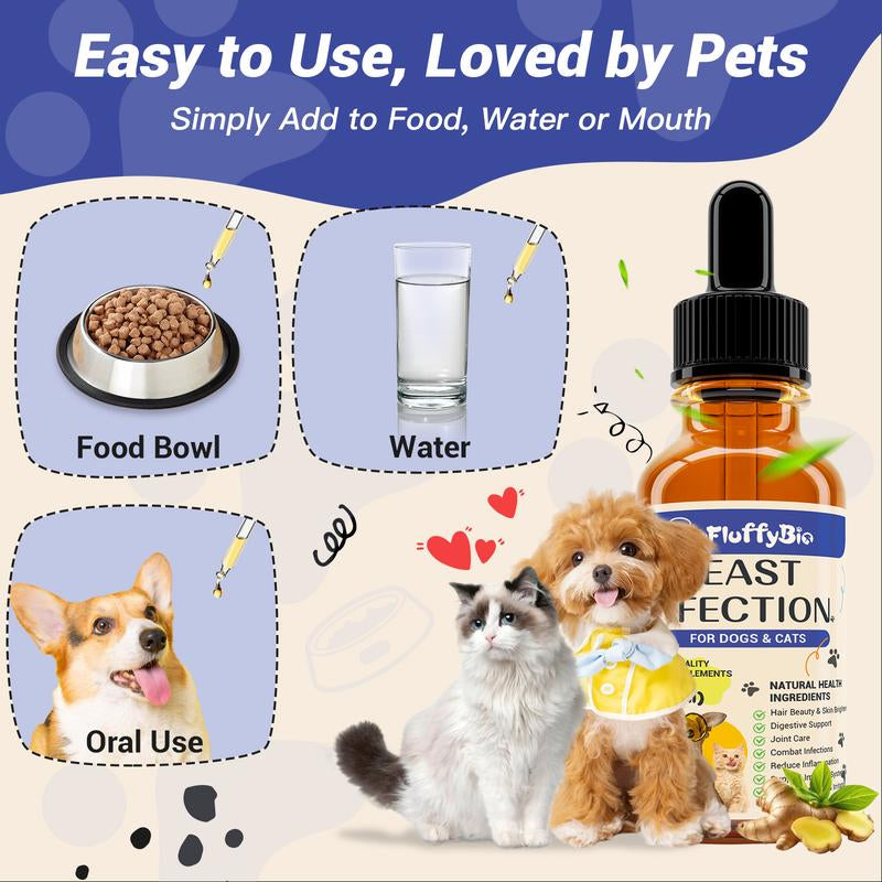 Probiology Natural Dog Yeast Infection Treatment - Itchy Skin & Ear Relief, Reduces Inflammation & Irritation, Soothes Allergy Symptoms - Herbal Supplement Drops for Dogs' Healthy Itch Relief (2 Oz)