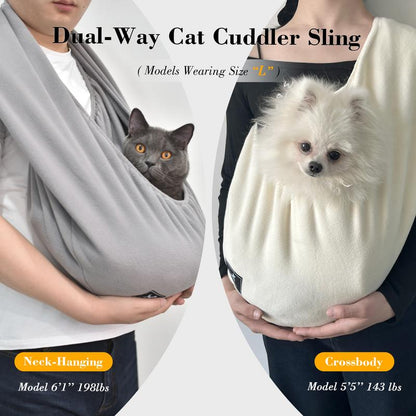 XL Cuddler Pet Sling Carrier for Cats & Dogs – Soft Fleece Fabric, Fits Pets up to 25Lb, Cozy & Secure for Home Harness Collars Breathable Seat Covers