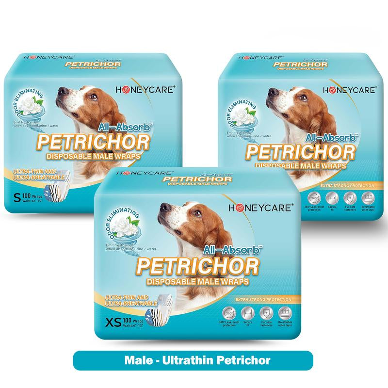 [C]Honeycare:Disposable Female Male Dog Diapers Wraps with 360 Degree Leak-Proof Protection, Fur-Safe, Super Absorbent, Breathable Outer Laye,1 Pack
