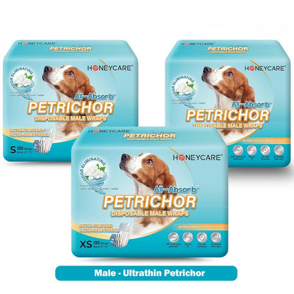 [C]Honeycare:Disposable Female Male Dog Diapers Wraps with 360 Degree Leak-Proof Protection, Fur-Safe, Super Absorbent, Breathable Outer Laye,1 Pack