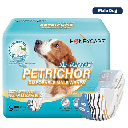 [C]Honeycare:Disposable Female Male Dog Diapers Wraps with 360 Degree Leak-Proof Protection, Fur-Safe, Super Absorbent, Breathable Outer Laye,1 Pack