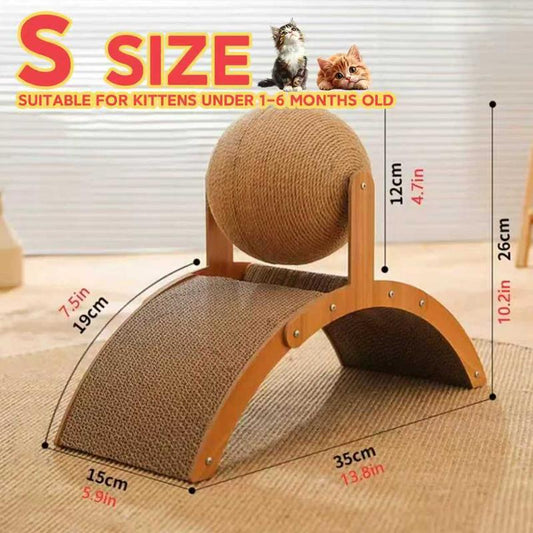 Arch Bridge Ball Design Cat Scratching Board Durable Wood Stand Sisal Rope Ball Scratcher Toy for Cats Wear-Resistant Pet Supplies