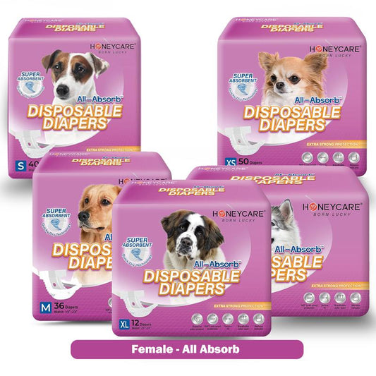 [C]Honeycare:Disposable Female Male Dog Diapers Wraps with 360 Degree Leak-Proof Protection, Fur-Safe, Super Absorbent, Breathable Outer Laye,1 Pack