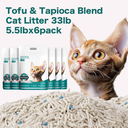 16.5Lb Tofu Cat Litter, Kitty Litter,Flushable Cat Litter,Odor Control Quick Clumping Low Dus,Suitable for Automatic Litter Boxest