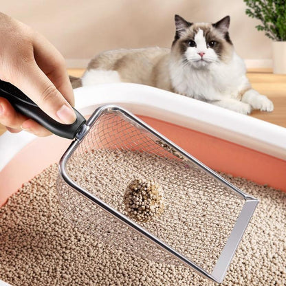 Cat Litter Scoop, Sturdy Litter Cleaner Corner Shovel, Stainless Steel Mesh Litter Shovel, Long Handle Beach Shovel, Pet Supplies, Christmas Gift