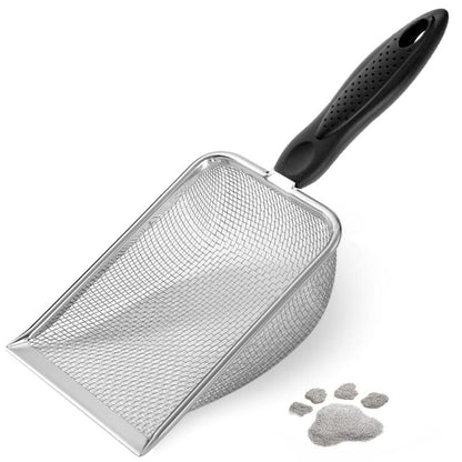 Cat Litter Scoop, Sturdy Litter Cleaner Corner Shovel, Stainless Steel Mesh Litter Shovel, Long Handle Beach Shovel, Pet Supplies, Christmas Gift