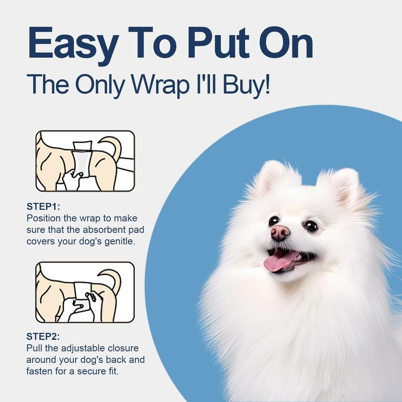 [C]Honeycare:Disposable Female Male Dog Diapers Wraps with 360 Degree Leak-Proof Protection, Fur-Safe, Super Absorbent, Breathable Outer Laye,1 Pack