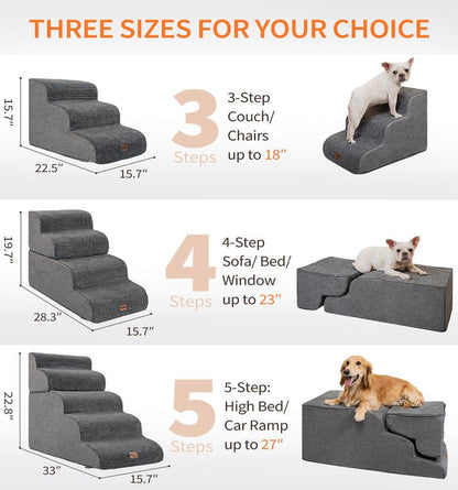 Made4Pets Dog Stairs and Ramp for Bed 3-5 Step Non-Slip Pet Stairs Suitable for High Bed Climbing Universal Design for Dogs and Cats Outdoorfun - Home