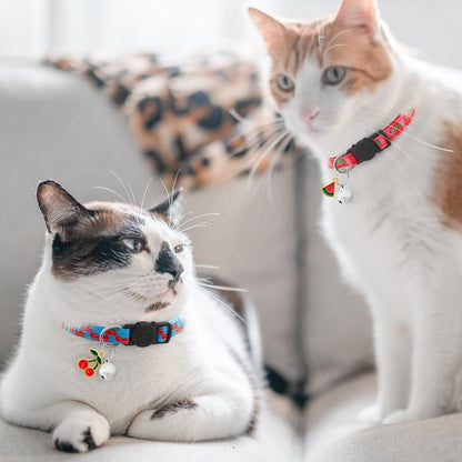 7 Pack Breakaway Cat Collars with Bells & Fruit Pendants,Safety Kitten Collar,Adjustable,Ideal for Girl Cats Boy Male Cats Pet Supplies,Accessories,Gifts