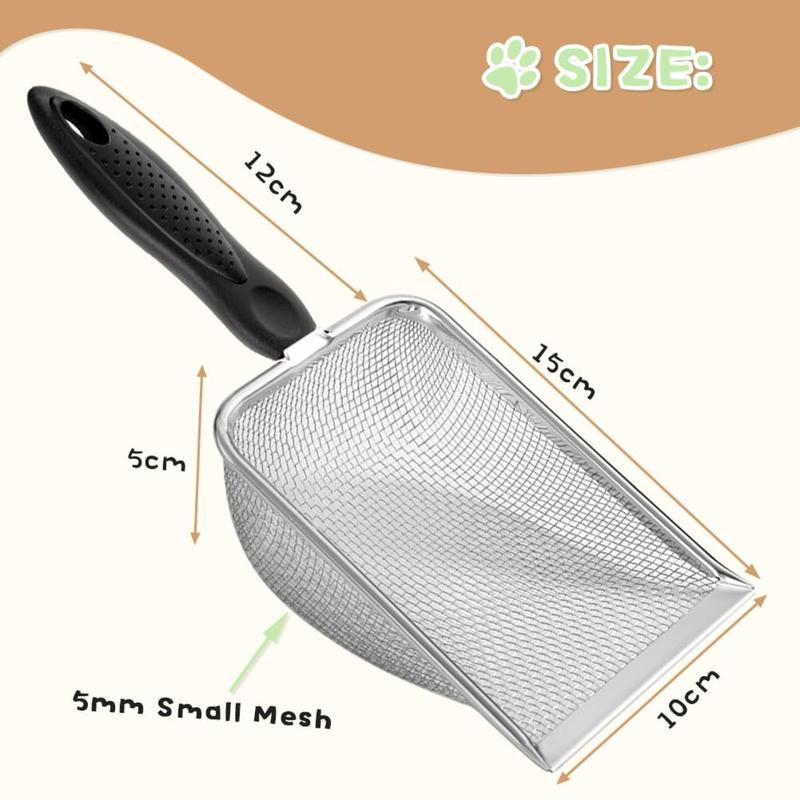Cat Litter Scoop, Sturdy Litter Cleaner Corner Shovel, Stainless Steel Mesh Litter Shovel, Long Handle Beach Shovel, Pet Supplies, Christmas Gift
