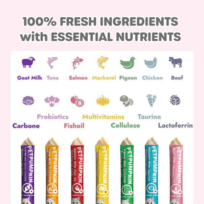 Nutritious Cat Treats, Grain-Free, Lickable, Squeezable Creamy Cat Treat/Topper, Variety Box, Periodic Pet Snacks