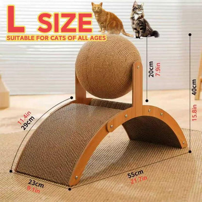 Arch Bridge Ball Design Cat Scratching Board Durable Wood Stand Sisal Rope Ball Scratcher Toy for Cats Wear-Resistant Pet Supplies
