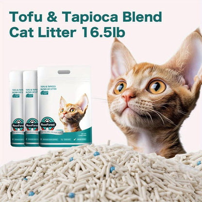 16.5Lb Tofu Cat Litter, Kitty Litter,Flushable Cat Litter,Odor Control Quick Clumping Low Dus,Suitable for Automatic Litter Boxest