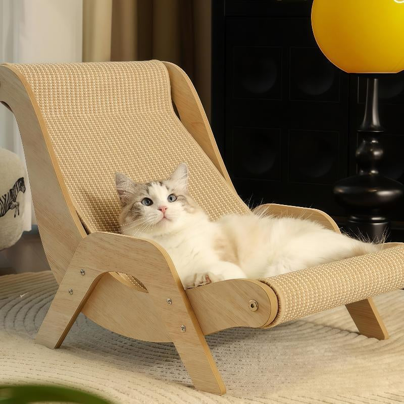 Durable Cat Scratching Post, Sisal Material, Anti-Slip Base, Pet Toy & Bed, Self-Cleaning Kitty Lounge Chair, Ideal Gift for Cats