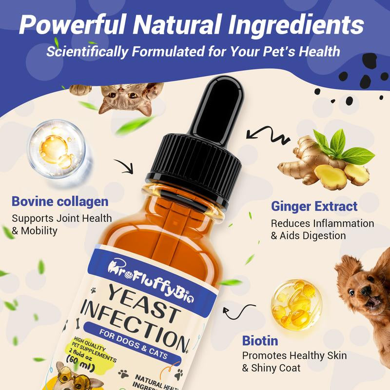 Probiology Natural Dog Yeast Infection Treatment - Itchy Skin & Ear Relief, Reduces Inflammation & Irritation, Soothes Allergy Symptoms - Herbal Supplement Drops for Dogs' Healthy Itch Relief (2 Oz)