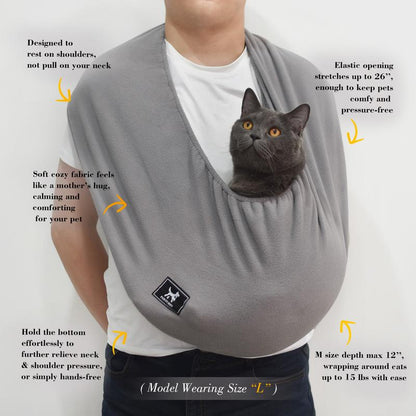 XL Cuddler Pet Sling Carrier for Cats & Dogs – Soft Fleece Fabric, Fits Pets up to 25Lb, Cozy & Secure for Home Harness Collars Breathable Seat Covers