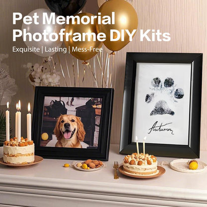 Pet Paw Printing Frame Kit - Personalized Memorial Picture Frame with Ink Customization Tool, Interactive Dog Toy & Keepsake for Dogs
